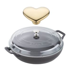 3.5qt Cast Iron Braiser w/ Glass Lid & Heart Knob Matte Black Product Image