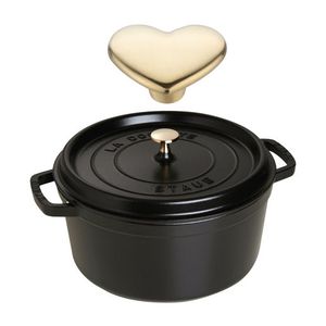 7qt Cast Iron Round Dutch Oven w/ Heart Knob Black Product Image