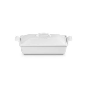 4qt Heritage Stoneware Covered Rectangular Casserole White Product Image