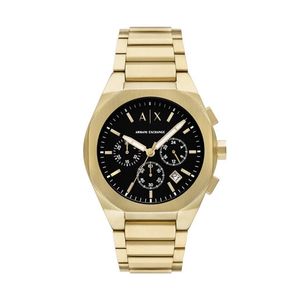 Mens Sync Chronograph Gold-Tone Stainless Steel Watch Black Dial Product Image