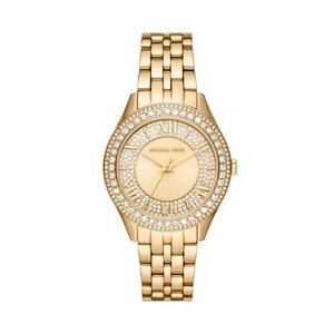 Ladies Harlowe Pave Gold-Tone Stainless Steel Watch Gold Pave Dial Product Image