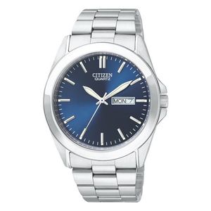 Mens Quartz Silver-Tone Stainless Steel Watch Blue Dial Product Image