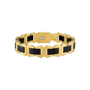 Icon Gold-Tone Stainless Steel & Black Ceramic Bracelet 8.5" Product Image