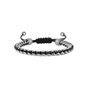 Classic Silver-Tone Links/Black Cord Bolo Bracelet Product Image