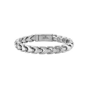 Bulova Link 10mm Silver-Tone Stainless Steel Bracelet 8.5" Product Image