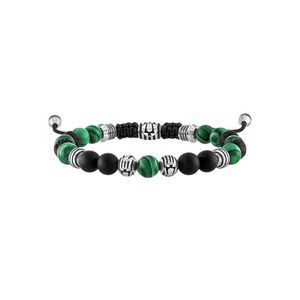 Classic Green Malachite & Black Onyx Bolo Bracelet w/ Lava Beads Product Image