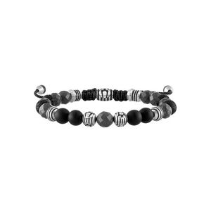 Classic Black Onyx & Hematite Spheres Bolo Bracelet w/ Lava Beads Product Image