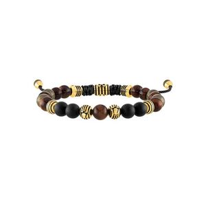 Classic Black Onyx & Pyrite Bolo Bracelet w/ Gold-Tone Beads Product Image
