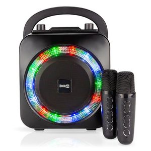 Mini Karaoke Bluetooth Speaker w/ Dual Wireless Microphones Black Product Image