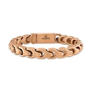Bulova Link 8mm Polished Rose-Tone Stainless Steel Bracelet 7.25" Product Image