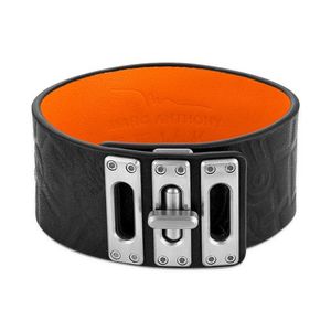 Marc Anthony Black & Orange Leather Bracelet 8"-8.5" Product Image