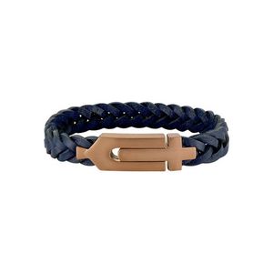 Marine Star Rose-Tone Stainless Steel & Navy Blue Leather Bracelet 8" Product Image