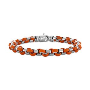 Mark Anthony Classic Sterling Silver & Orange Leather Bracelet 8.5" Product Image