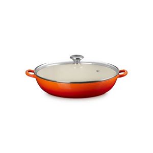 5qt Traditional Cast Iron Braiser w/ Glass Lid Flame Product Image