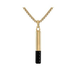 Icon Pendant Gold-Tone Stainless Steel & Black Spinel Amulet Necklace 24"-26" Product Image