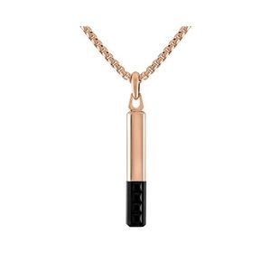 Latin GRAMMY Rose Gold-Tone Stainless Steel & Black Spinel Amulet Necklace 24"-26" Product Image