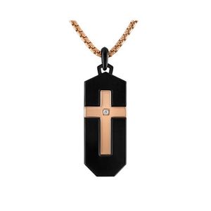Latin GRAMMY Black & Rose Gold-Tone Stainless Steel Pendant Necklace 24"-26" Product Image
