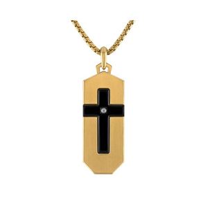 Icon Pendant Black & Gold-Tone Stainless Steel Pendant Necklace 24-26" Product Image