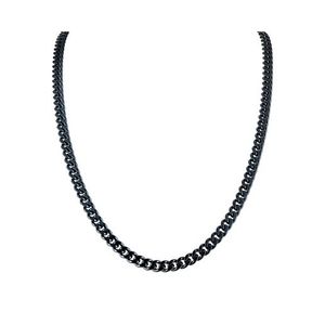 Classic 6mm Stainless Steel Curb Chain Necklace - 22" Navy Blue-Tone Product Image