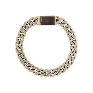 Classic Two-Tone Brushed & Polished Stainless Steel Curb Bracelet 8" Product Image