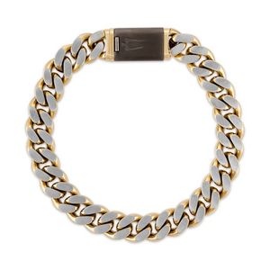 Classic Two-Tone Brushed & Polished Stainless Steel Curb Bracelet 8.5" Product Image