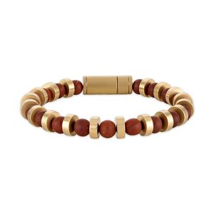 Marine Star Gold-Tone Stainless Steel & Red Jasper Beaded Bracelet 8" Product Image