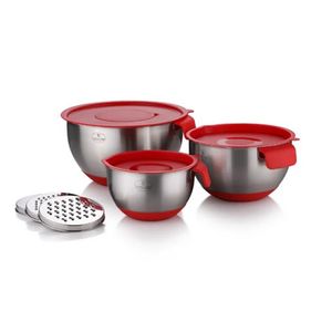 10pc Stainless Steel Mixing Bowl Set Red Product Image