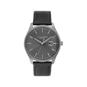 Mens Oliver Gray & Black Leather Strap Watch Gray Dial Product Image