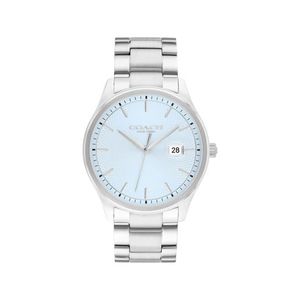 Mens Oliver Silver-Tone Stainless Steel Watch Light Blue Dial Product Image