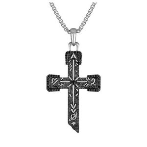 Marc Anthony Sterling Silver & Black Diamond Icon Cross Necklace 24" -26" Product Image