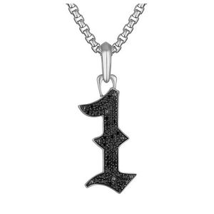 Marc Anthonys Sterling Silver & Black Diamond #1 Pendant Necklace 24"-26" Product Image