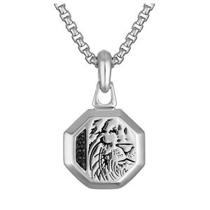 Marc Anthony Sterling Silver & Black Diamond Lion Pendant Necklace 24"-26" Product Image