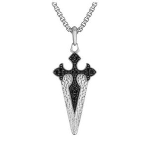 Marc Anthony Sterling Silver & Black Diamond St James Cross Necklace 24"-26" Product Image