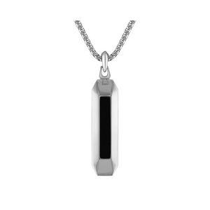 Marine Star Silver-Tone Stainless Steel & Black Onyx Pendant Necklace 24"-26" Product Image