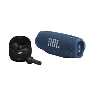 Charge 6 Portable Waterproof Speaker Blue w/ Tune Flex 2 NC Earbuds Black Product Image