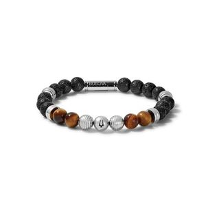 Classic Tigers Eye & Black Lava Bead Bracelet - Large Product Image