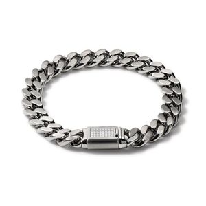 Classic Stainless Steel & Diamond Chain Link Bracelet - Medium Product Image