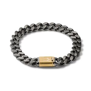 Classic Gray & Gold-Tone Stainless Steel Chain Link Bracelet - Medium Product Image
