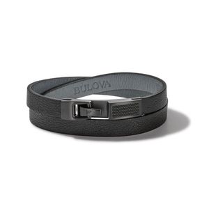 Latin GRAMMY Black Leather & Black Diamond Double Wrap Bracelet - Large Product Image