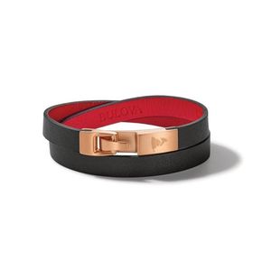 Latin GRAMMY Black Leather & Rose Gold Double Wrap Bracelet - Large Product Image