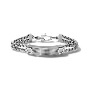 Precisionist Stainless Steel Double Chain ID Bracelet w/ Knurl Texture - Medium Product Image