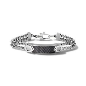 Precisionist Stainless Steel Double Chain ID Bracelet w/ Carbon Fiber - Large Product Image