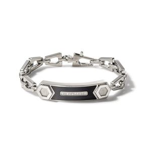 Precisionist Stainless Steel ID Plaque & White Diamond Bracelet - Medium Product Image