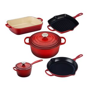7pc Signature Cast Iron Cookware Set Cerise Product Image