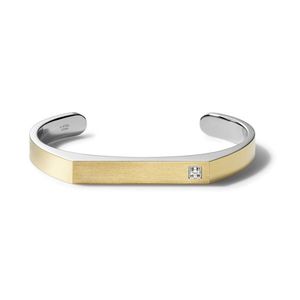 Classic Gold-Tone Stainless Steel & Diamond Open Cuff Bracelet - Large Product Image