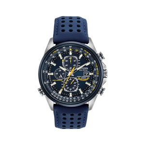 Citizen Men's World Chronograph A-T Blue Leather Strap Watch Product Image