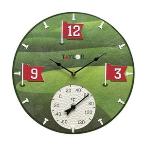 Tee Time Poly Resin Clock & Thermometer Product Image