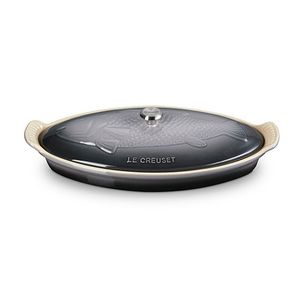 1.7qt Heritage Stoneware Fish Baker w/ Lid Oyster Product Image
