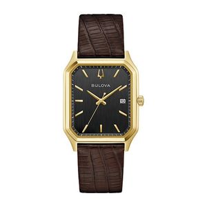 Mens Tony Bennett We Are All Here Gold & Brown Leather Strap Watch Black Dial Product Image