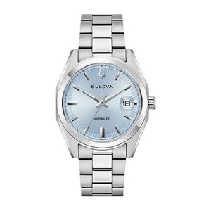 Mens Surveyor Automatic Silver-Tone Stainless Steel Watch Light Blue Dial Product Image